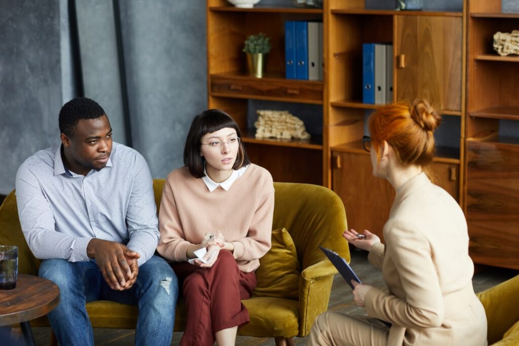 Therapist talking to couples