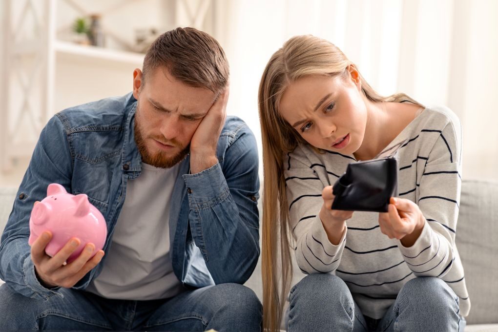 money anxiety, couple worried about their finances